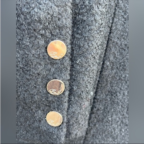 Eliza J black long coat wool blend gold button size 4 - Picture 6 of 8